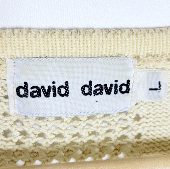 Vintage David David Cotton Blend Gold Metallic Thread Women's Sweater Size L - Picture 3 of 7